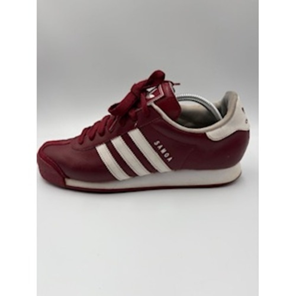 ADIDAS Samoa Size 9.5 Burgundy Maroon White Leather Low Top Sneakers Retro